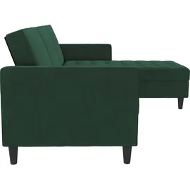 dorel home Eckcouch Velours 3-Sitzer Dunkelgrün