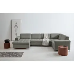 Wohnlandschaft OTTO PRODUCTS "Grazzo U-Form", grau (taupe), B:332cm H:80cm T:199cm, Struktur (100% recyceltes Polyester), Luxus-Microfaser weich (100% recyceltes Polyester), Sofas, hochwertige Stoffe aus recyceltem Material, Steppung im Sitzbereich