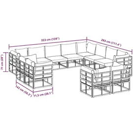 vidaXL Garten-Sofa-Set mit Kissen 12 pcs
