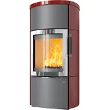 Kaminofen HARK 44-5.2 GT FlameKat Raumluftunabhängig 8 kW - Ofenkacheln: bordeaux-rot - Korpus: titan/verchromt