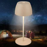 Briloner - Mini LED Tischlampe kabellos IP44 mit Touch, stufenlos dimmbar, Akku & Lichtquelle tauschbar, Nachttischlampe, Dekolampe, LED Lampe, Akku Tischleuchte, Outdoor Lampe, 8x20 cm (DxH), Beige