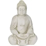 Relaxdays Buddha Figur, großer Gartenbuddha sitzend, 70 cm creme