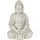 Relaxdays Buddha Figur, großer Gartenbuddha sitzend, 70 cm creme