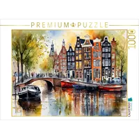 Calvendo Puzzle Gracht in Amsterdam 1000 Teile Lege-Größe 64x48cm
