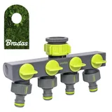 Bradas Wasserverteiler 4 Wege 4 Ventilen 4fach Verteiler für Gartenschlauch Absperrhahn Schlauchverteiler LE-03033K Bradas 3461