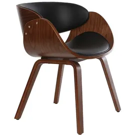 miliboo Design-Stuhl Kunstleder schwarz Nussbaum