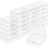 Belle Vous Kleine Aufbewahrungsbox Plastik Transparent mit Deckel zum Klappen (24 Stk) – 8,3 x 8,3 x 2,8 cm Mini Plastik Boxen für Kleine Perlen, Pillen, Schmuck, Schrauben Sortierbox, Bastelzubehör