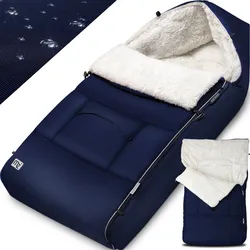 Babyfußsack Marine gefüttert Kinderwagen geeignet