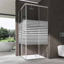 SoGood doporro Eckdusche mit Schiebetür 80 x 100 cm Duschwanne transparent 6mm ESG-Glas