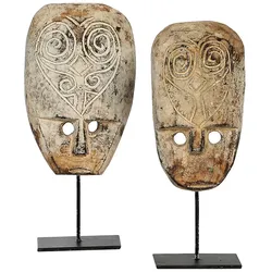 Maske Stein auf Ständer Papua H 30 cm