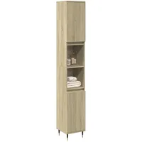 vidaXL Sonoma-Eiche Badschrank 30 x 30 x 190 cm Braun Massivholz