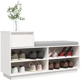 vidaXL Schuhregal Weiß 110x34x61 cm Massivholz Kiefer