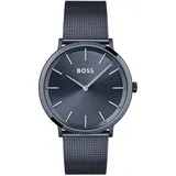 Boss Analog Quarzuhr für Herren mit Blaues Edelstahl-Mesh-Gliederarmband - 1513827