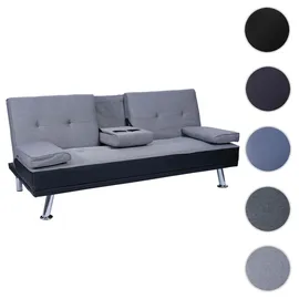 Mendler Schlafcouch Kunstleder 3-Sitzer Schwarz/Hellgrau
