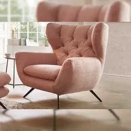 KAWOLA Sessel CHARME Hochlehnsessel Cord rosa