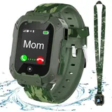 4G Smartwatch Kinder mit GPS und Telefon, Kinder Smartwatch mit SOS, Musik-Player, Kamera, Schulmodus, Kids Smart Watch für 3-14 Jahre Jungen Mäd... - Grün