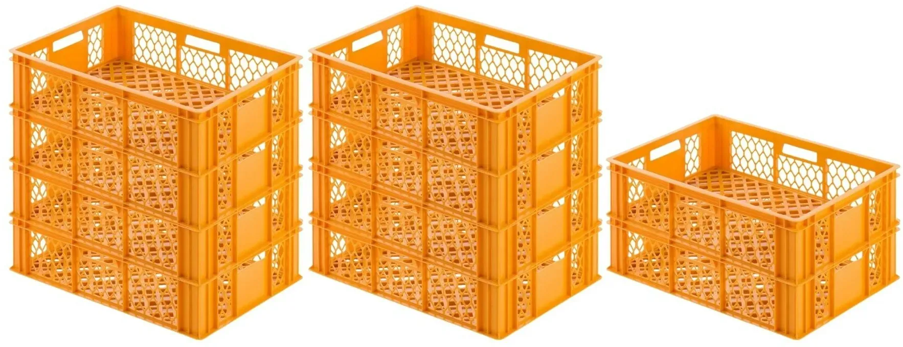 PROREGAL 10x Eurobehälter Bäcker- & Konditorenkasten | HxBxT 17,1x40x60 | 33 Liter | Gelb-Orange | Brötchenkiste, stapelbare Bäckerkiste