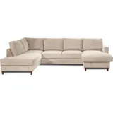 best mobilier Lisa Design - Wohnlandschaft - mit Schlaffunktion und Bettkasten - aus Cord - Beige