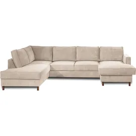 best mobilier Lisa Design - Wohnlandschaft - mit Schlaffunktion und Bettkasten - aus Cord - Beige