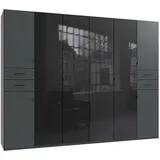 WIMEX Drehtürenschrank WIMEX "Danzig", schwarz Graphit, lange durchgängige türfronten glas schwarz), B:270cm H:208cm T:58cm, Spanplatte, Schränke, Drehtürenschrank, mit Schubladen auf bequemer Höhe, mit Glastüren
