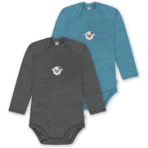 normani Outdoor Sports 2er Pack Baby Merino Body Langarm Auckland in Blau/Anthrazit | Gr.: 80