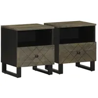 VidaXL Nachttische 2 Stk. Schwarz 40x33x46 cm Massivholz Mango