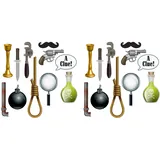 Beistle 53397 22 Stück Murder Mystery Foto Fun Schilder Tatort-Ausschnitte, 17,8 cm - 52,7 cm - für Sherlock-Homes-Party-Dekorationen, hergestellt in den USA seit 1900, Papier, Verschiedene Farben