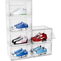FUNLAX Schuhboxen Stapelbar, 6 Stück, mit Magnetischer Haustür, Display Schuhorganizer, Einfach zu Montieren, für Schuhe bis Größe 46