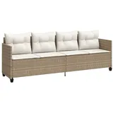 vidaXL Sonnenliege mit Kissen Beige Poly Rattan