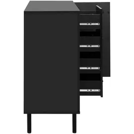 Livetastic Kommode, Schwarz, Eiche Artisan, Metall, 1 Fächer, 4 Schubladen, 118x90x40 cm, Garderobe, Garderoben Kommoden