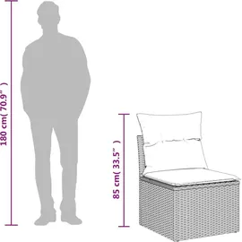 vidaXL Gartensofa-Set mit Kissen, schwarzes Polyrattan