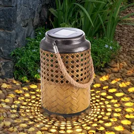 ETC Shop Outdoorleuchte Solar Laterne Außen Boho Deko Solarleuchte Solarlaternen für Außen Garten, hängend stehend, led, DxH 12 x 16 cm, 2er Set