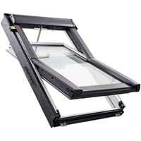 Roto Schwingfenster Dachfenster RotoQ Q42C W2EF Tronic Comfort Verglasung Holz Weiß, 3-fach Verglasung, 134x140 cm (13/14),Solar