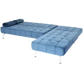 Mendler Schlafsofa HWC-K22, Couch Ecksofa Sofa, Liegefläche links/rechts Schlaffunktion 236cm ~ Samt blau