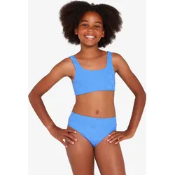 Bikini Surfen Mädchen Bustier hoher Taillenbund 500 Lao Miami blau EINHEITSFARBE 160-166cm 14-15J