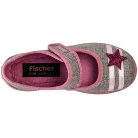 Fischer Markenschuh Fischer Kinder Hausschuh Mädchen Mary Jane Ballerina Glitzer Stern 632344, Größe:33 EU, Farbe:Grau - Grau - 33