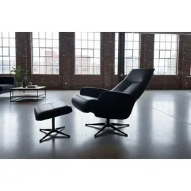 KAWOLA Relaxsessel JOSIANE Leder 78 x 107 x 78 cm schwarz mit Hocker