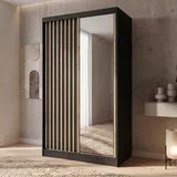 beautysofa Schwebetürenschrank Donatello 120 x 204,5 x 60 cm Schwarz/Eiche Artisan