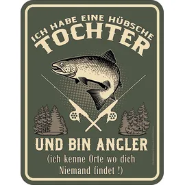 Rahmenlos Original Blechschild für den besorgten Papa: Ich Habe eine hübsche Tochter und Bin Angler