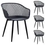Idimex Madeira Gartenstuhl 80 x 57 x 0 cm schwarz 4 St.