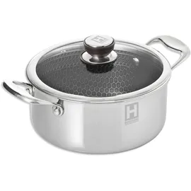 hensslers Topf-Set, Edelstahl, (Set, 2 tlg., je 1 Kochtopf Ø 20 und 24 cm, mit Glasdeckel), 3-Schicht Material mit Wabenstruktur, Induktion, 2,8L und 5,0L