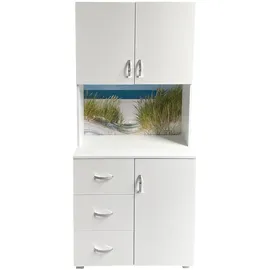 Hti-Living Blanca Wellness Motiv Düne Hochschrank 80 x 40 x 180 cm Weiß MDF