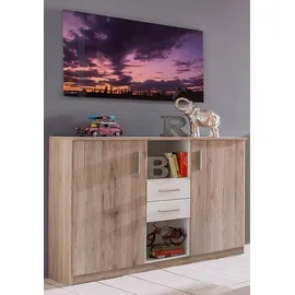 WIMEX Kombikommode 124 x 105 x 41 cm Eiche San Remo / Weiß