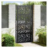 vidaXL Gartentor Schwarz 105x205 cm Stahl Blatt-Design