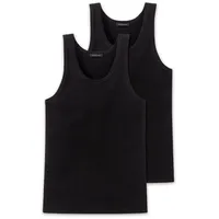 SCHIESSER Unterhemd Authentic mit Nadelzug-Muster, schwarz