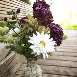 2474U Kunstblumenstrauß lila weiß, Künstliches Blumen-Bouquet 60 cm Renate - Blau/Lila/Weiß/Grün