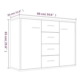 vidaXL Sideboard Räuchereiche 88x30x65 cm Holzwerkstoff