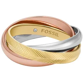 Fossil Damenring Harlow Interlocking Links Edelstahl dreifarbig, JF048079986