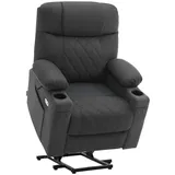 M MCombo Fernsehsessel 7501 Mikrofaser 83 x 108 x 88 cm Dunkelgrau elektrisch mit Aufstehhilfe