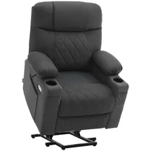M MCombo Fernsehsessel 7501 Mikrofaser 83 x 108 x 88 cm Dunkelgrau elektrisch mit Aufstehhilfe